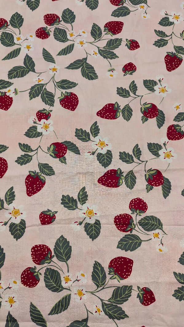 Pink Strawberry Print Quilting Cotton Woven Fabric 44"W - 2 3/4 yds