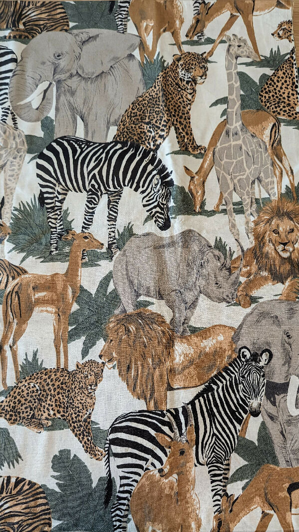 Safari Animals Print Cotton Woven Fabric 45"W - 3 yds