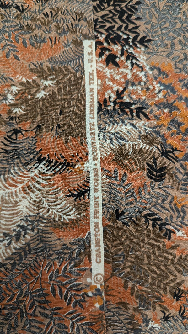 Vintage Branches & Leaves Print Quilting Cotton Woven Fabric 45"W - 2 1/4 yds