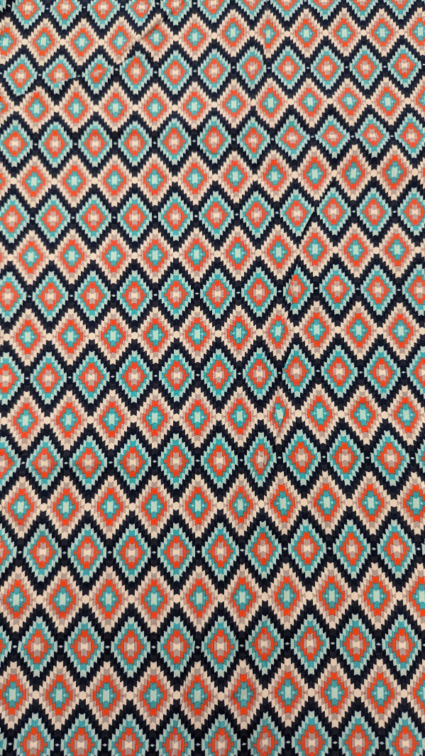 Art Gallery Fabric Multicolor Chevron Diamond Geometric Print Cotton Spandex Knit Fabric REMANANT 60"W - 1 yd