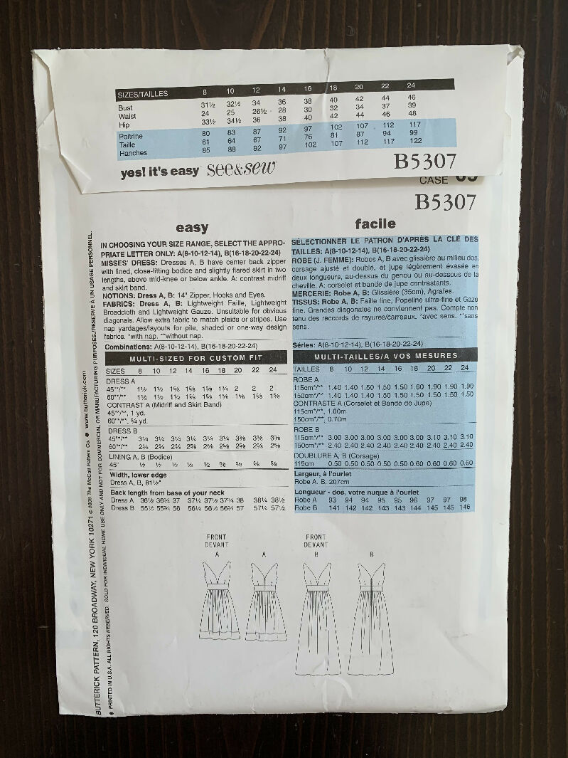 Butterick See & Sew B5307 Misses&