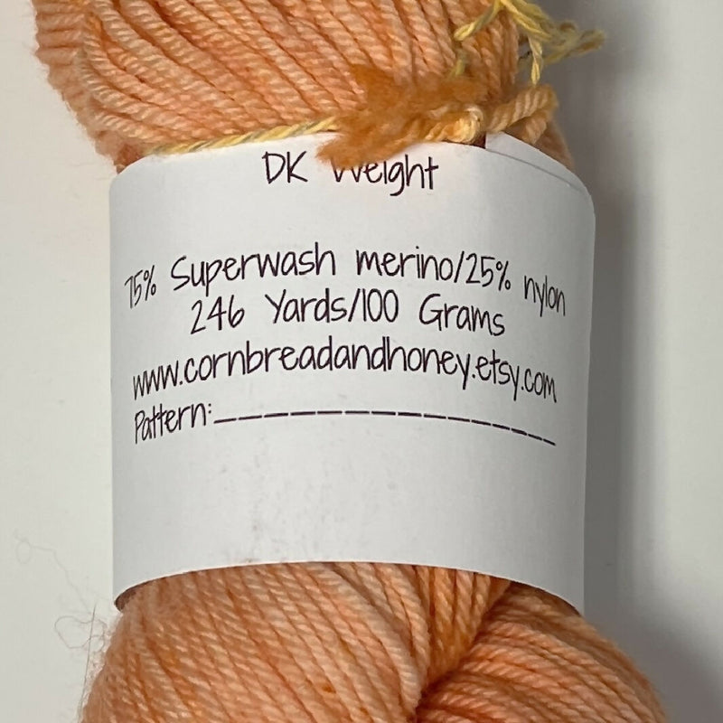 Cornbread & Honey Soft Orange DK Superwash Merino Nylon Yarn