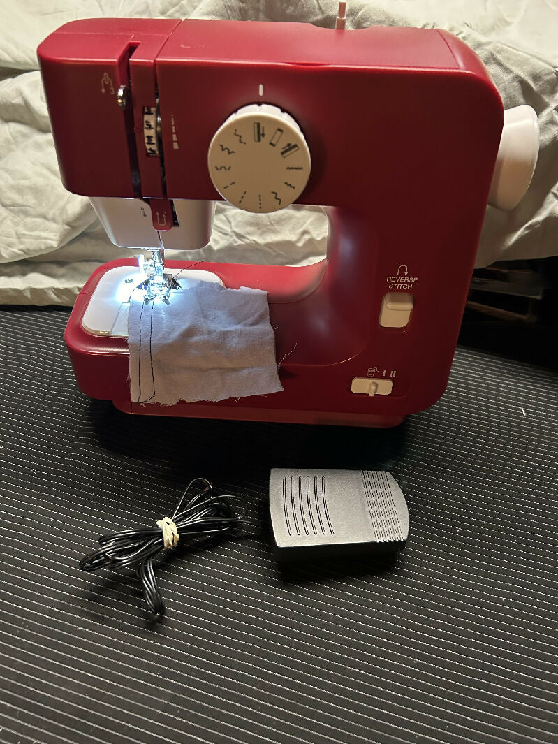 Lightweight Red Sewing machine with case