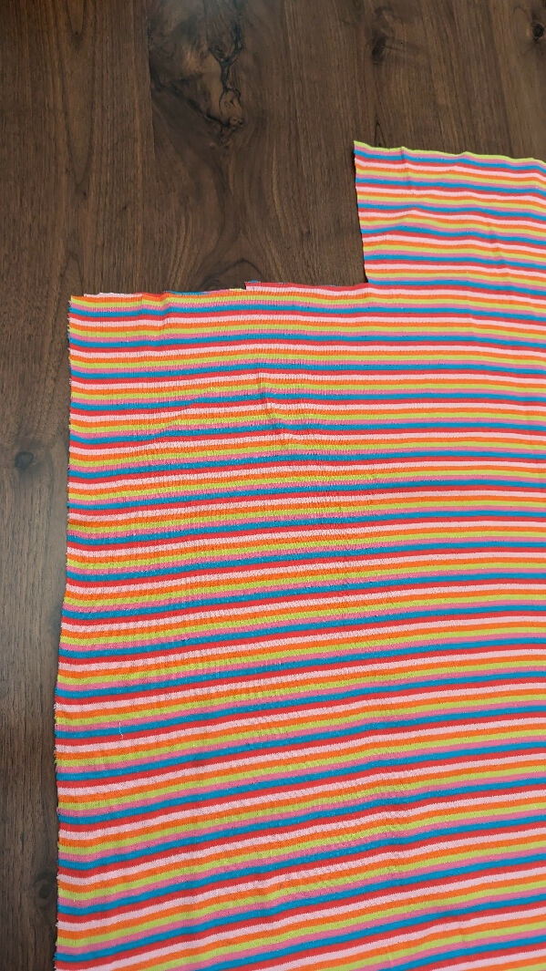 Sorbet Rainbow Striped Cotton Fine Rib Knit Fabric REMNANT 58"W x 31"L