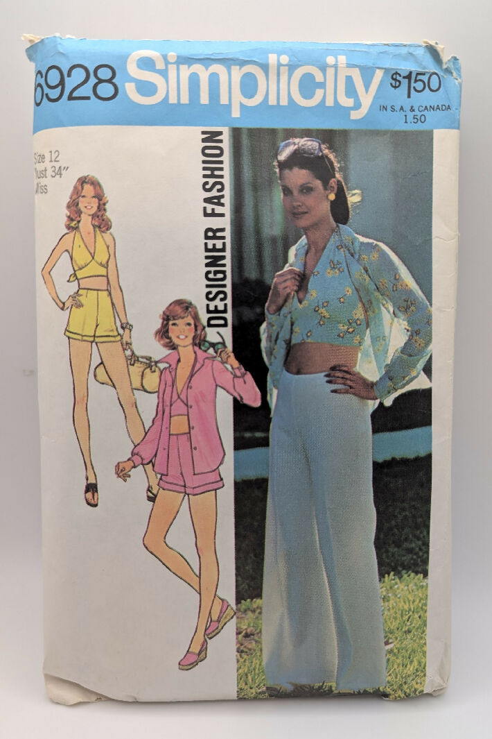 VTG Simplicity 6928 Misses Shirt Jacket, Halter Top, Shorts, Pants Pattern Size 12