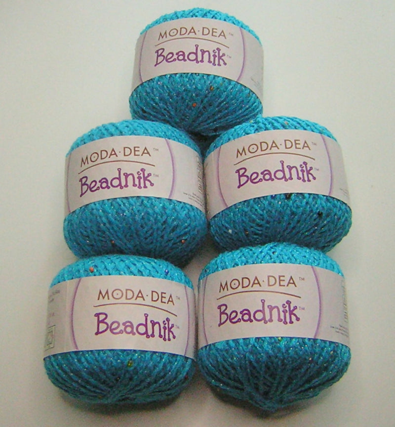 Moda Dea Beadnik Yarn - Medium - Blue Beat - 5 skein lot