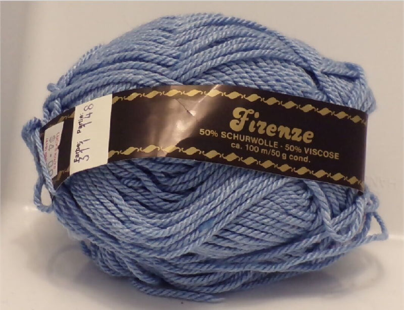 Firenze Wool-Viscose Yarn Blue; Lot of 4 Skeins