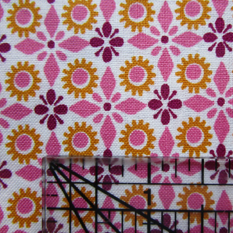 Cotton Fabric, Pink and Gold Geometric, 22” x 18”