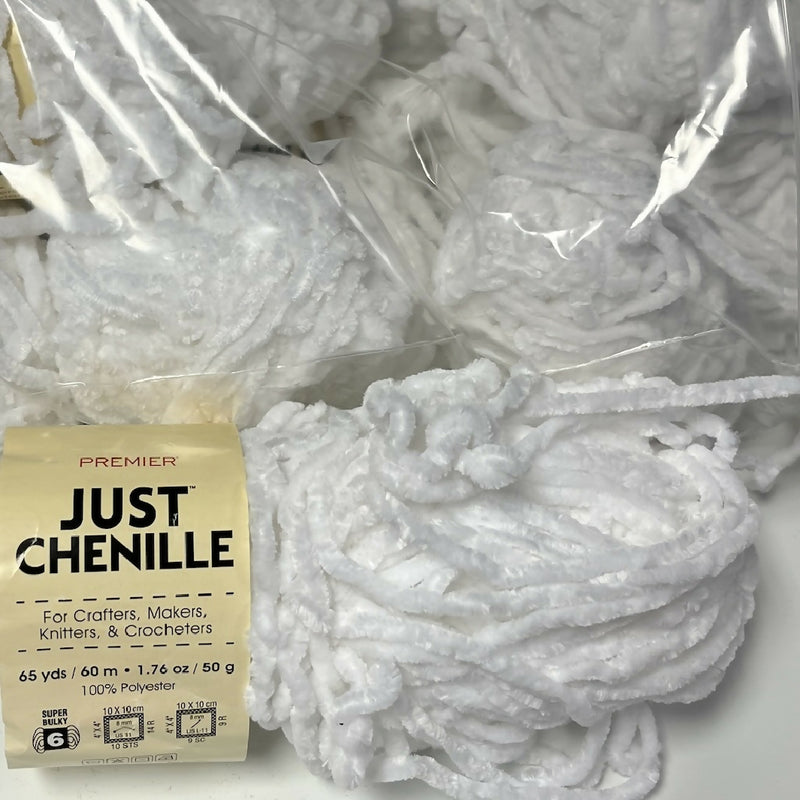 Premier White Just Chenille Super Bulky Yarn