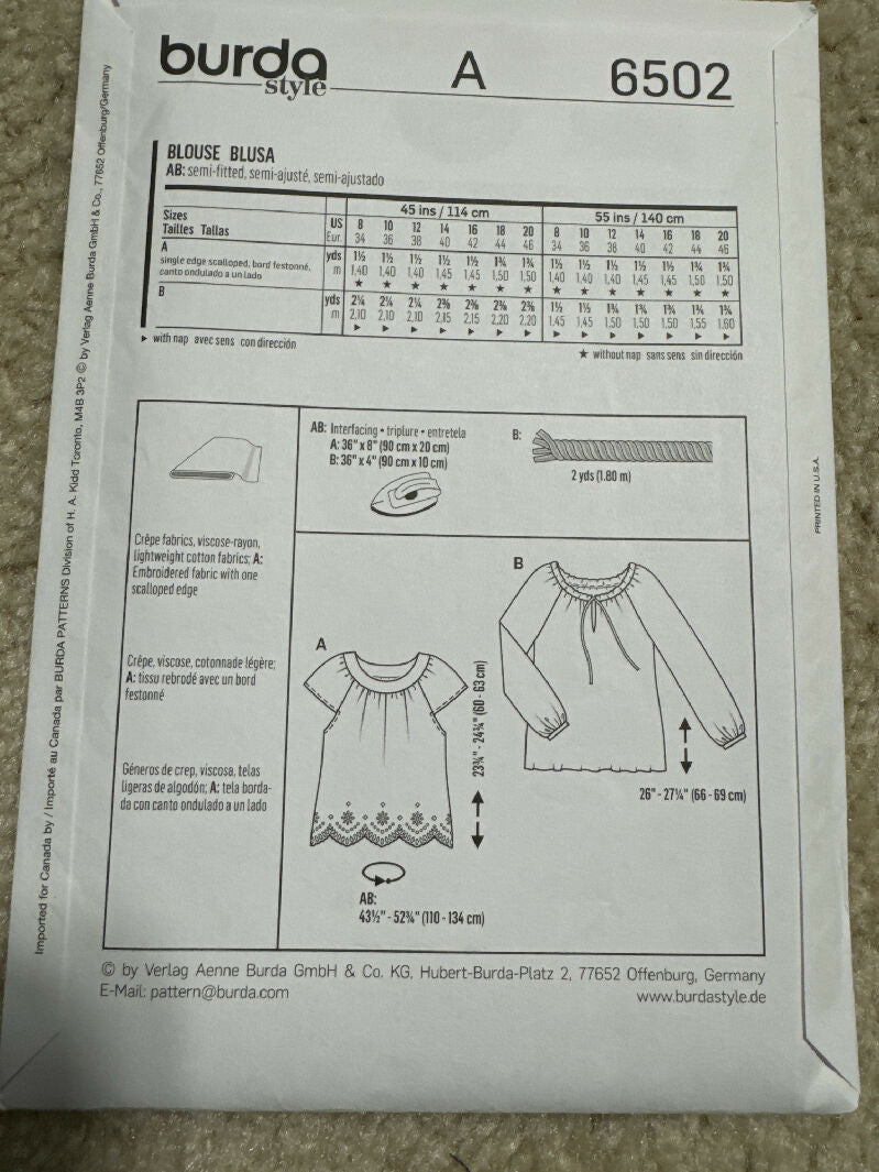 Burda Style Blouse pattern