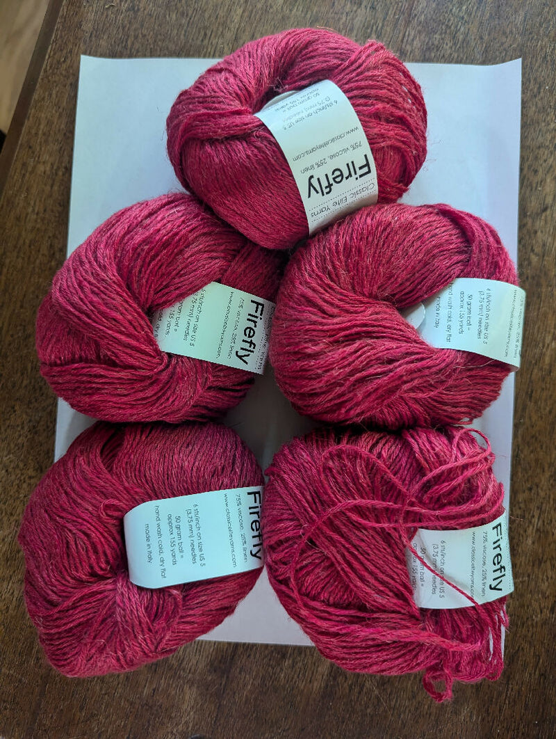 5 skeins of Classic Elite Firefly viscose linen yarn