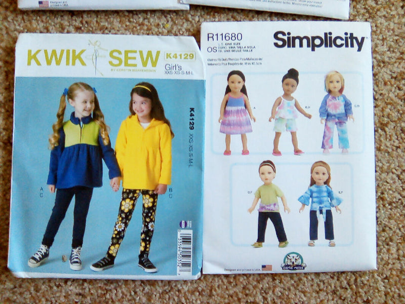 Sewing patterns lot, Simplicty, McCalls, Kwik, six pattern lot, craft, kids