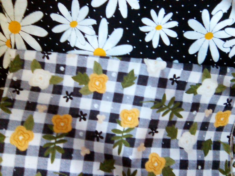 Cotton material, black and white color, mix designs, 9in x 43in all 8 pieces, fabric, quilting