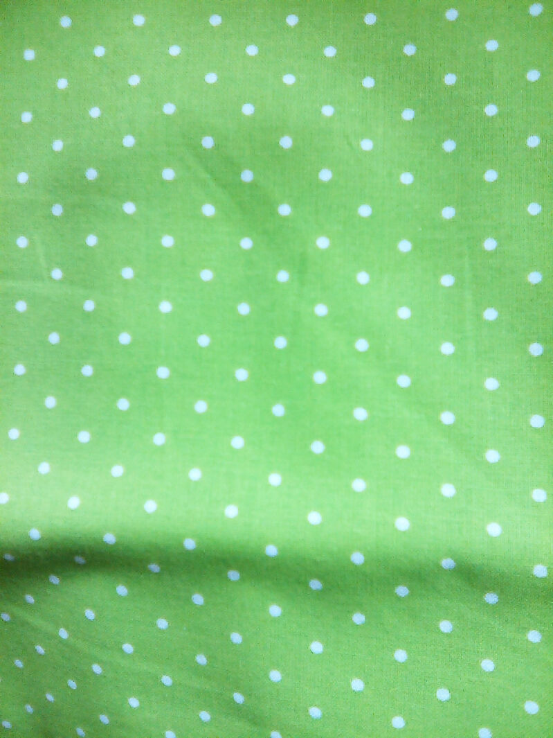 Cotton material, Dots, green, tan colors, 9" x 43" quilting fabric