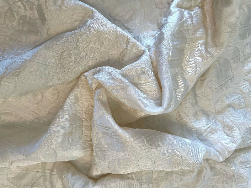 White Satin Quilted Brocade with Apples 3 Yards