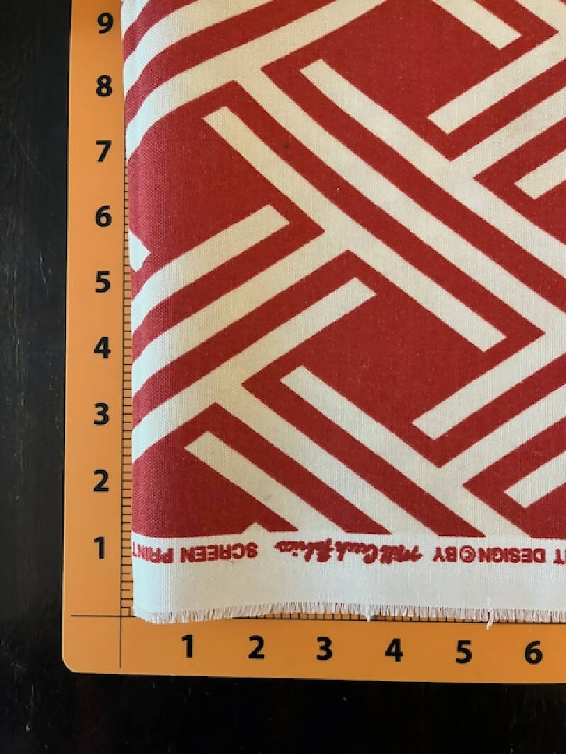 Upholstery Cotton Canvas Fabric - Orange geometric print