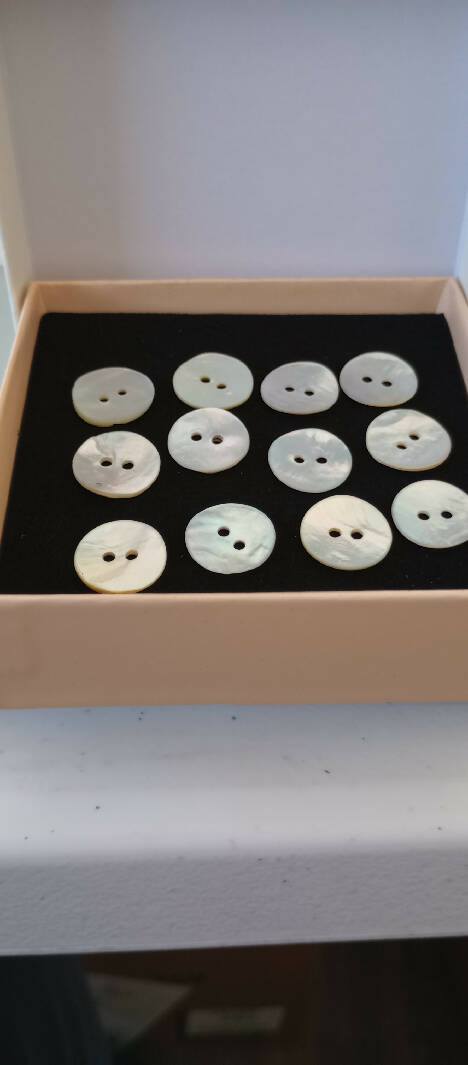 Mother of Pearl 2 hole buttons, Lot of 12