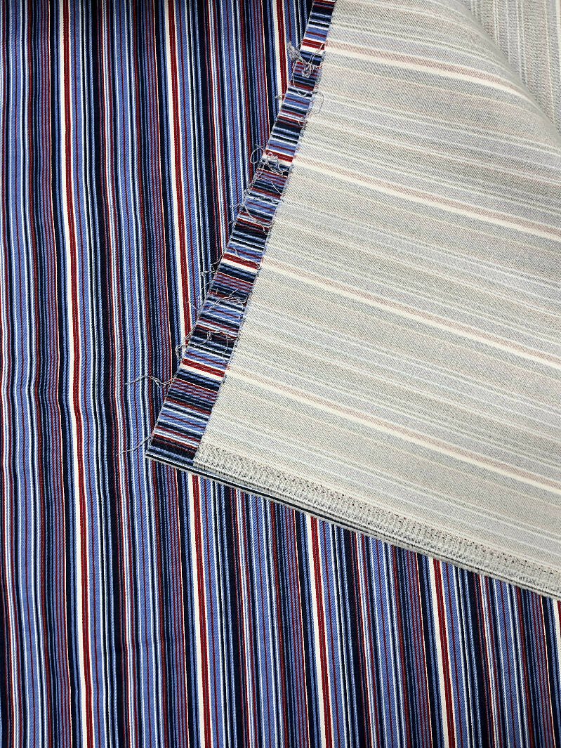 Red white and blue strip stretch twill/denim