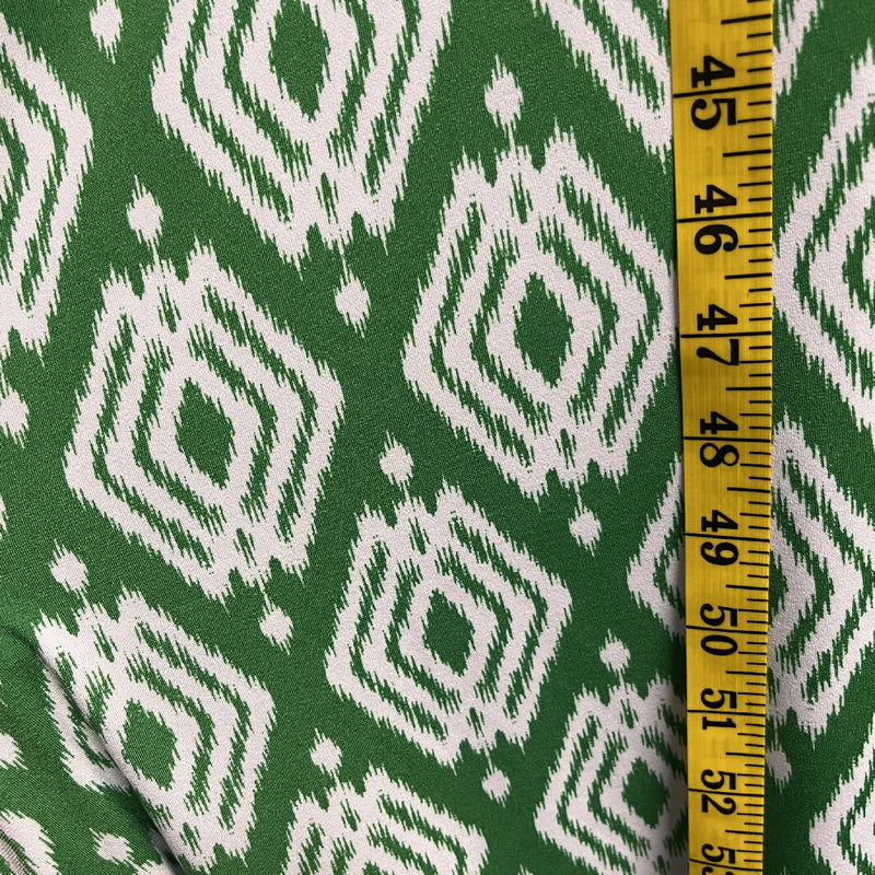 Green and White Geometrical ITY Polyester Knit - 3.25 Yds