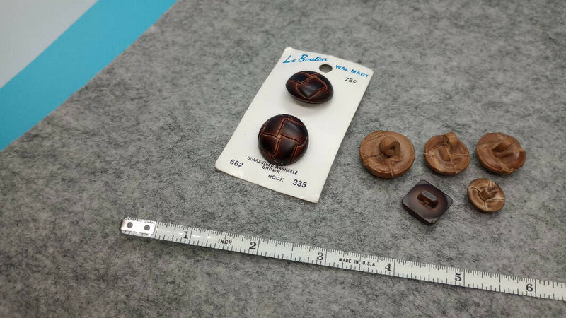 Lot of 7 Leather Buttons with leather shanks