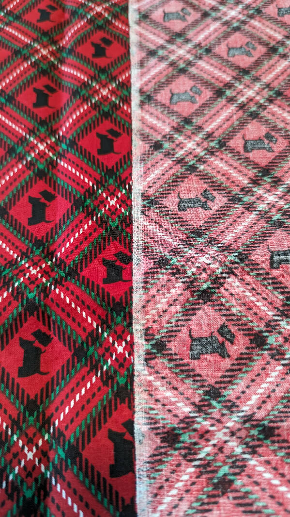 Vintage Christmas Pink Plaid Fabric