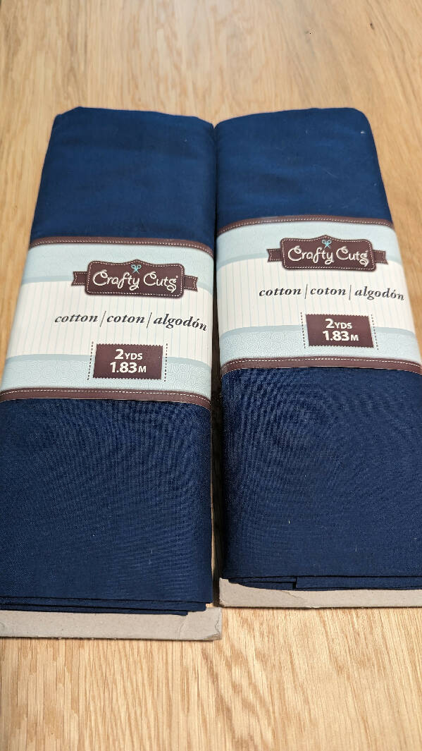 NIP Craft Cuts 2 yd Precut Navy Blue Cotton Woven Fabric 44"W - 2 pkgs