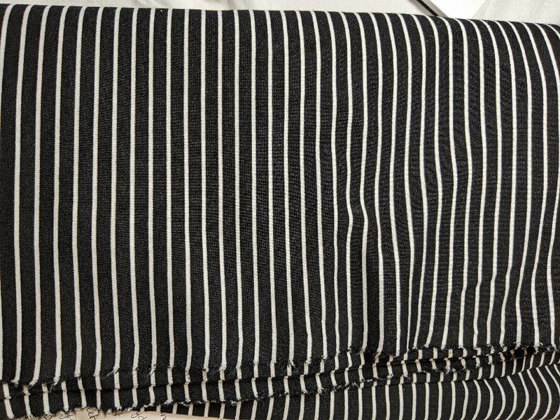 Dark Navy / White Striped Ponte - 1.83 yards