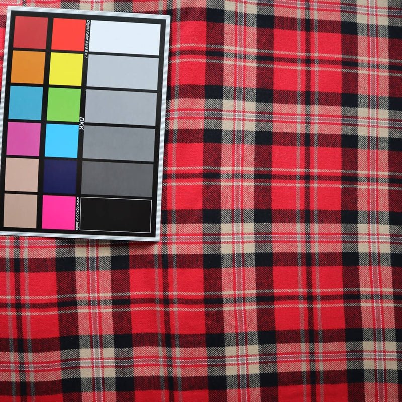Red Plaid Brushed Cotton Flannel - 2.7 yds