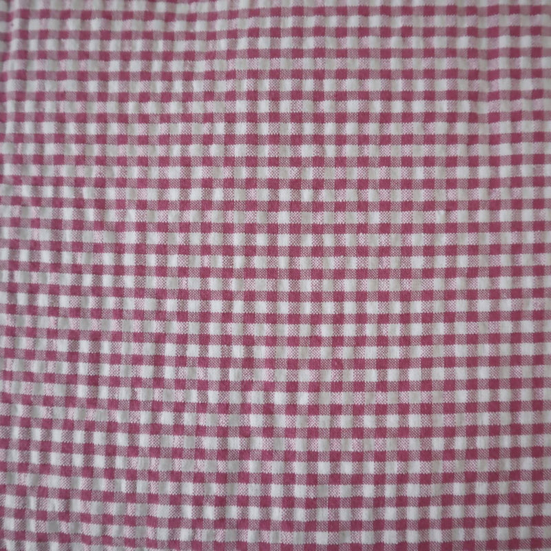 Antique Rose & White Cotton Gingham Seersucker - 2.5 yds