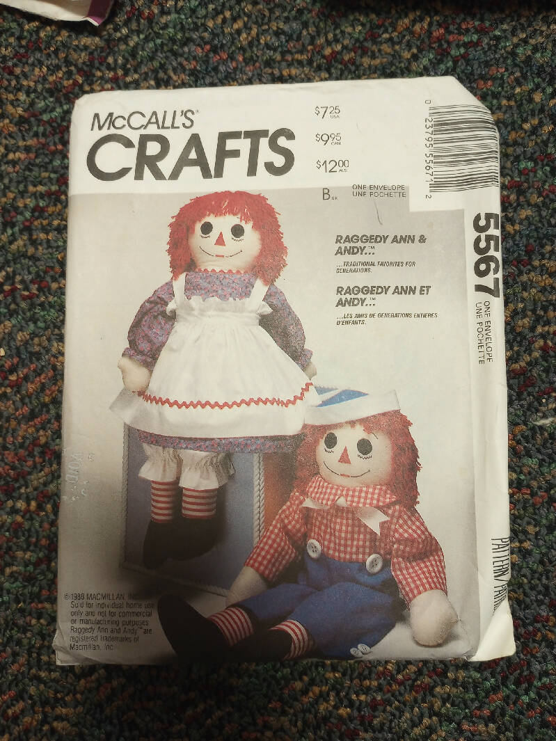 McCalls crafts 5567 Raggedy Ann Doll Pattern
