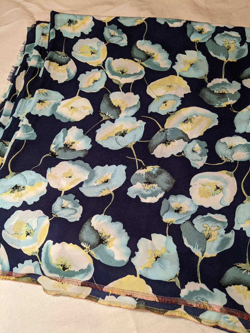 Navy Floral Crepe - 3.75 yards