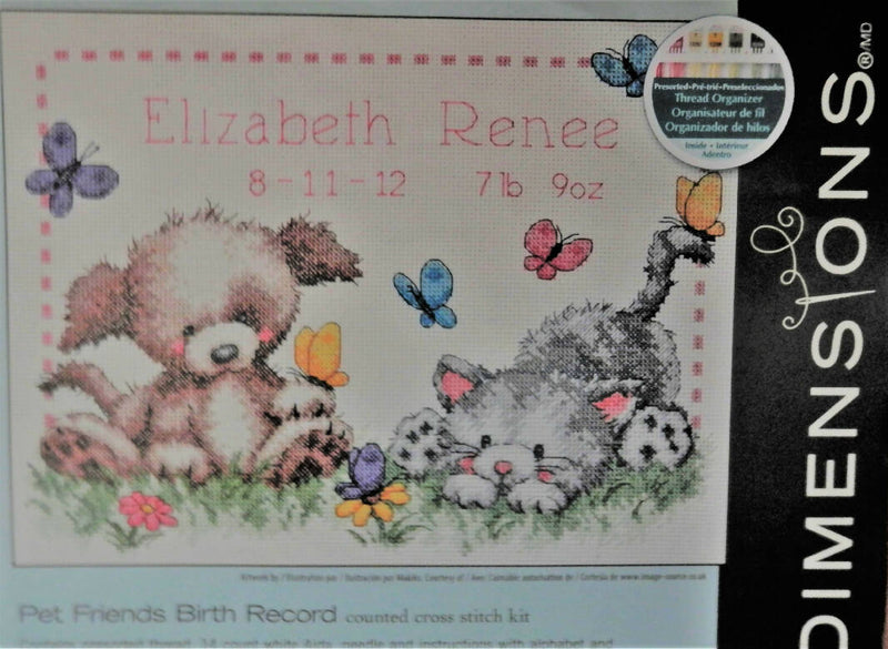 Pet Friends Birth Record USED Dimensions Chart 