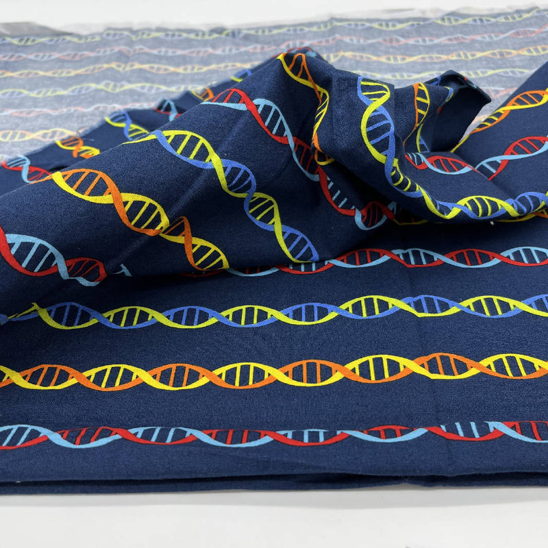 Navy With DNA Print Quilting Cotton - 1 1/2 yds