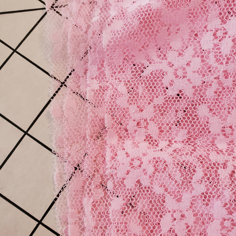 Lace Fabric Pink 30 w x 1 5/8 yd o. / 60" x 59" Nice all over pattern