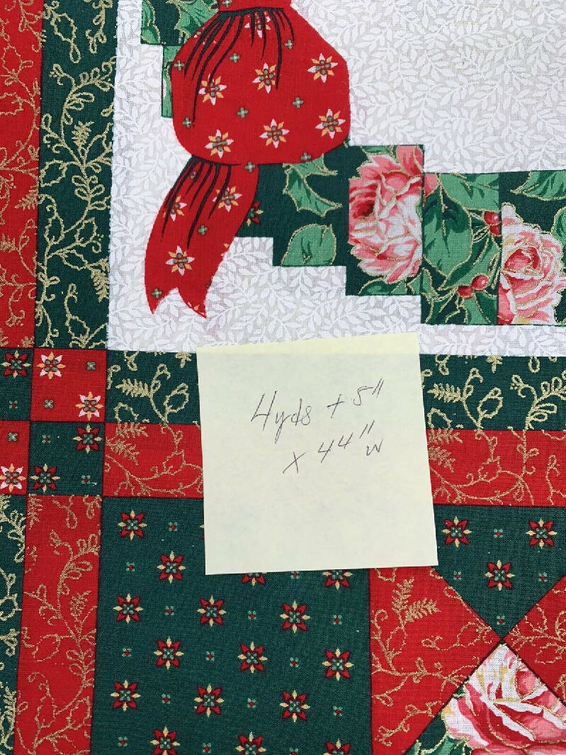 Vintage Wamsutta Cheaters Quilt Christmas Wreath Squares Fabric 4 yards x 44"