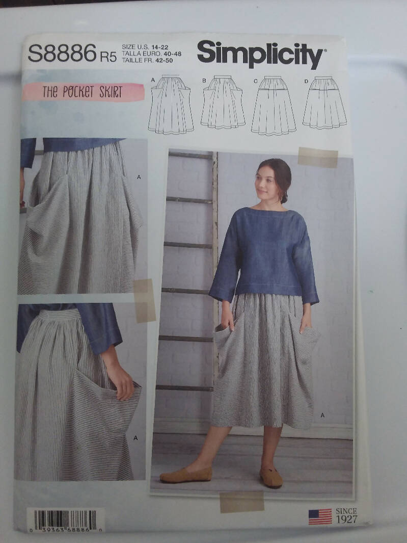 Simplicity 8886 Misses Skirt each in Two Lengths Size 14 - 22 Uncut