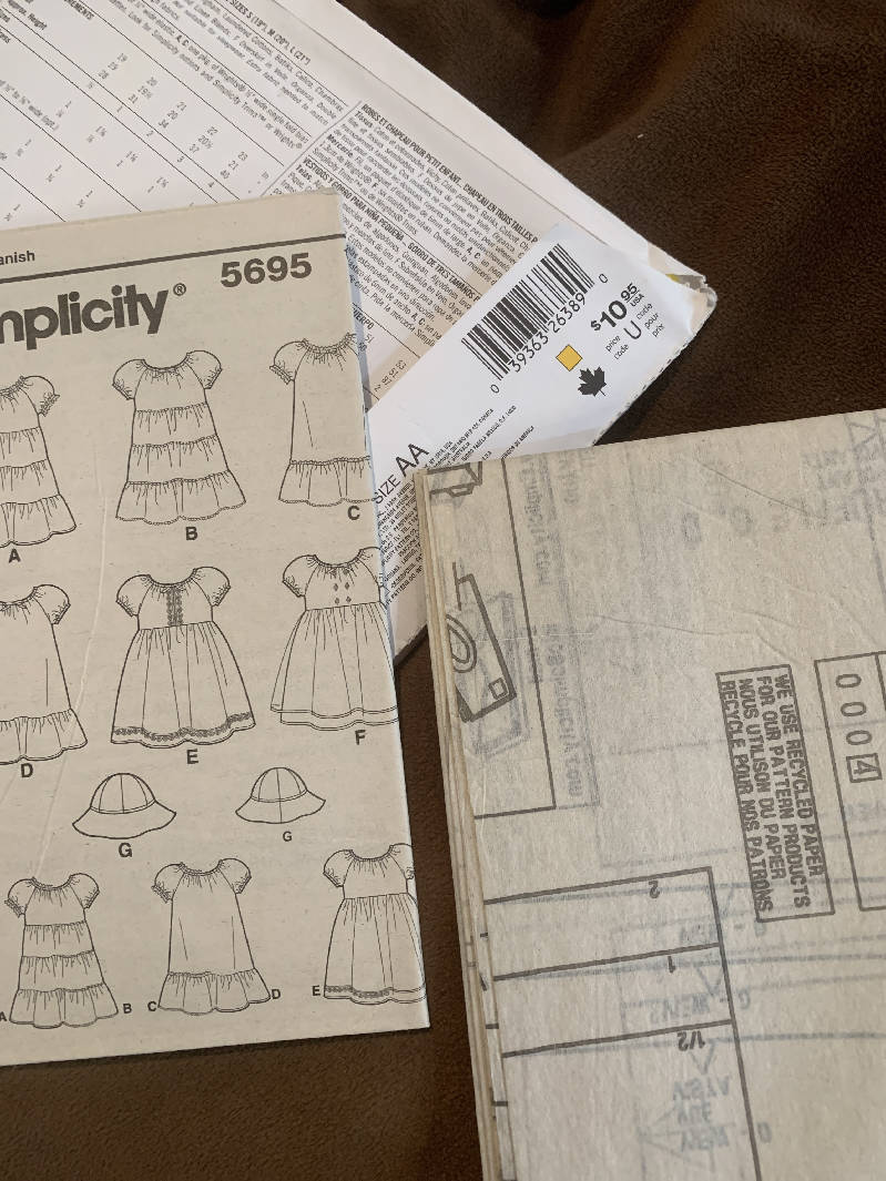 Simplicity 5695 Toddler dresses 6 made easy size AA 1/2, 1, 2 NEW uncut