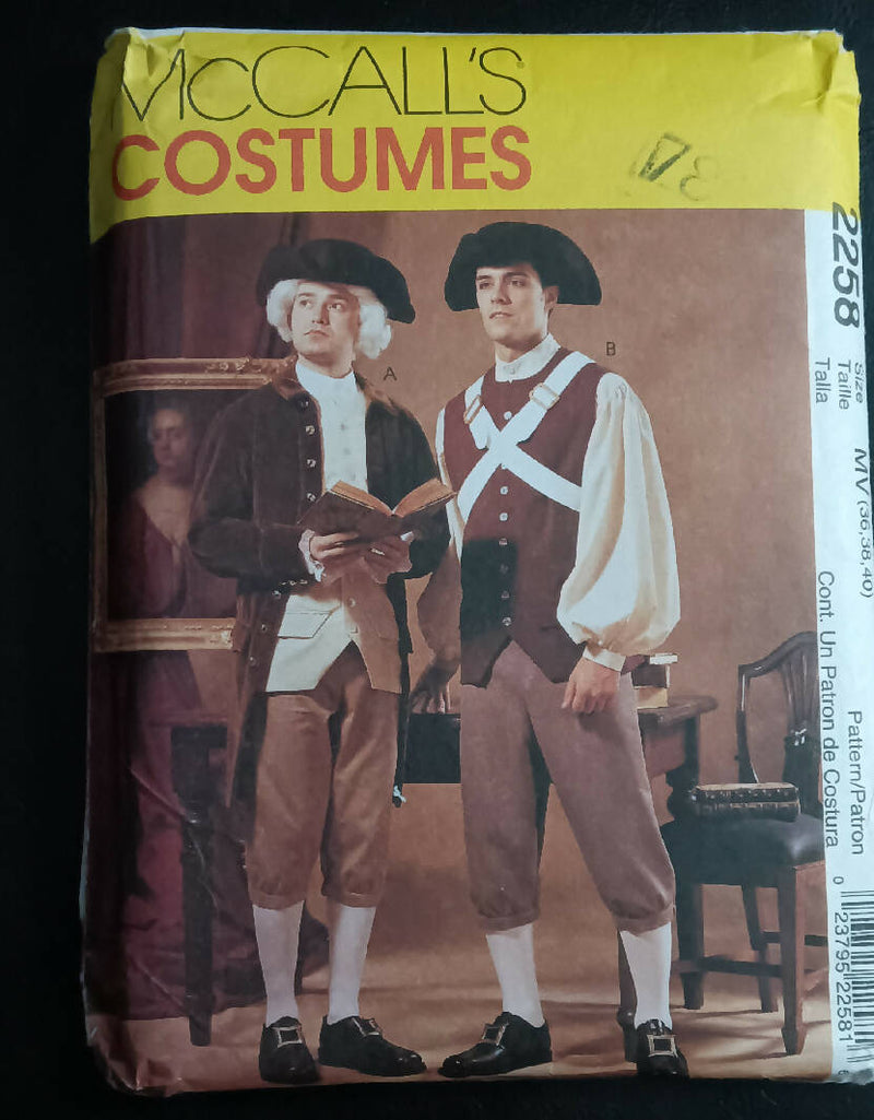 McCalls Costumes 2258 Colonial Outfit, size 36-40 mens