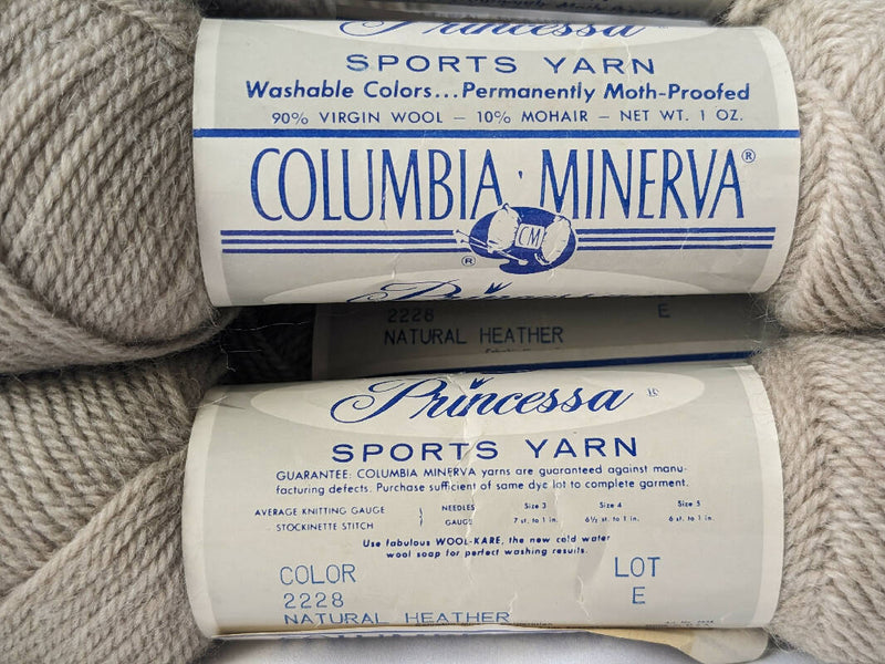Columbia Minerva Princessa Sports Yarn, Natural Heather - 315g/11oz - 1155m/1265yd