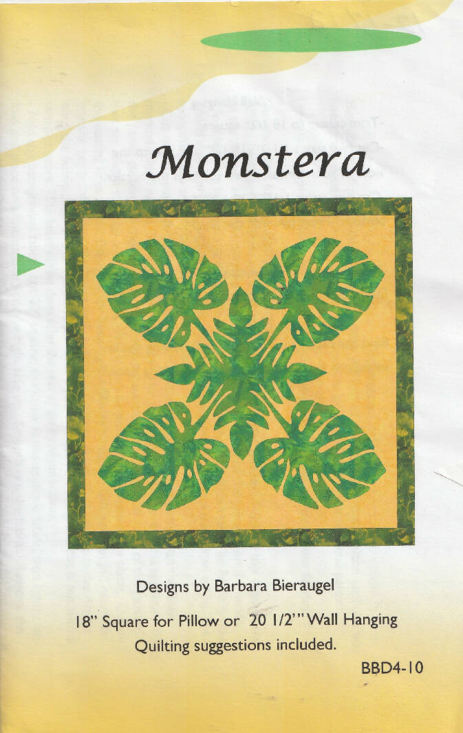 Hawaiian Monstera Pattern for 18” Square for Pillow or 20.5” Wall Hanging