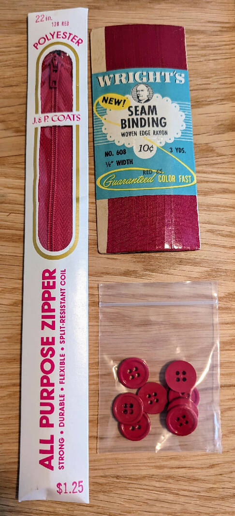 Vintage Red Coordinating Sewing Notions - Lot of 4