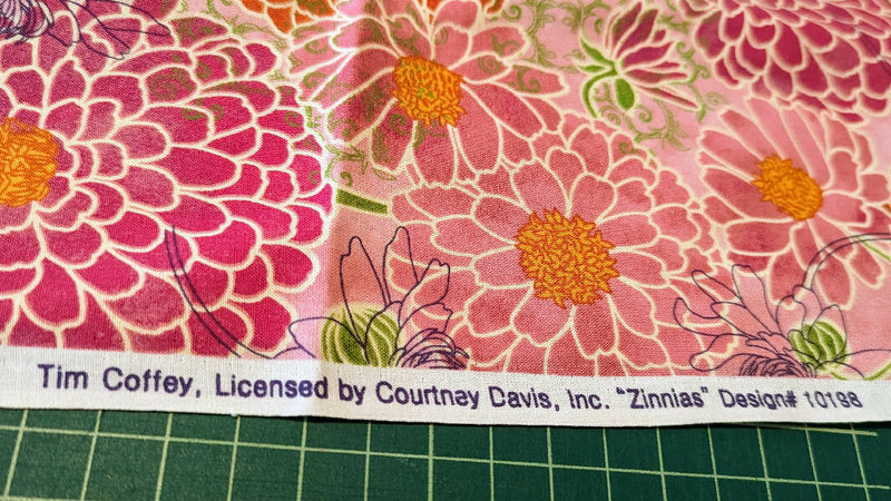"Zinnias" Pink Cotton Quilting Cotton Woven Fabric 44"W - 2 yds