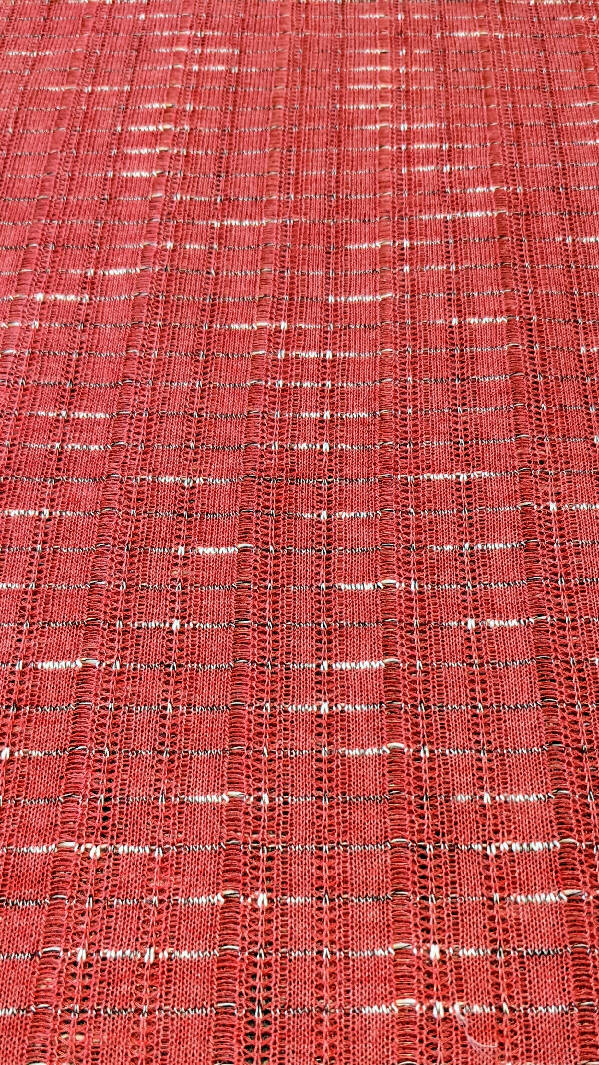 Raspberry Lightweight Open Weave Striped Knit 58"W - 1 1/2 yds
