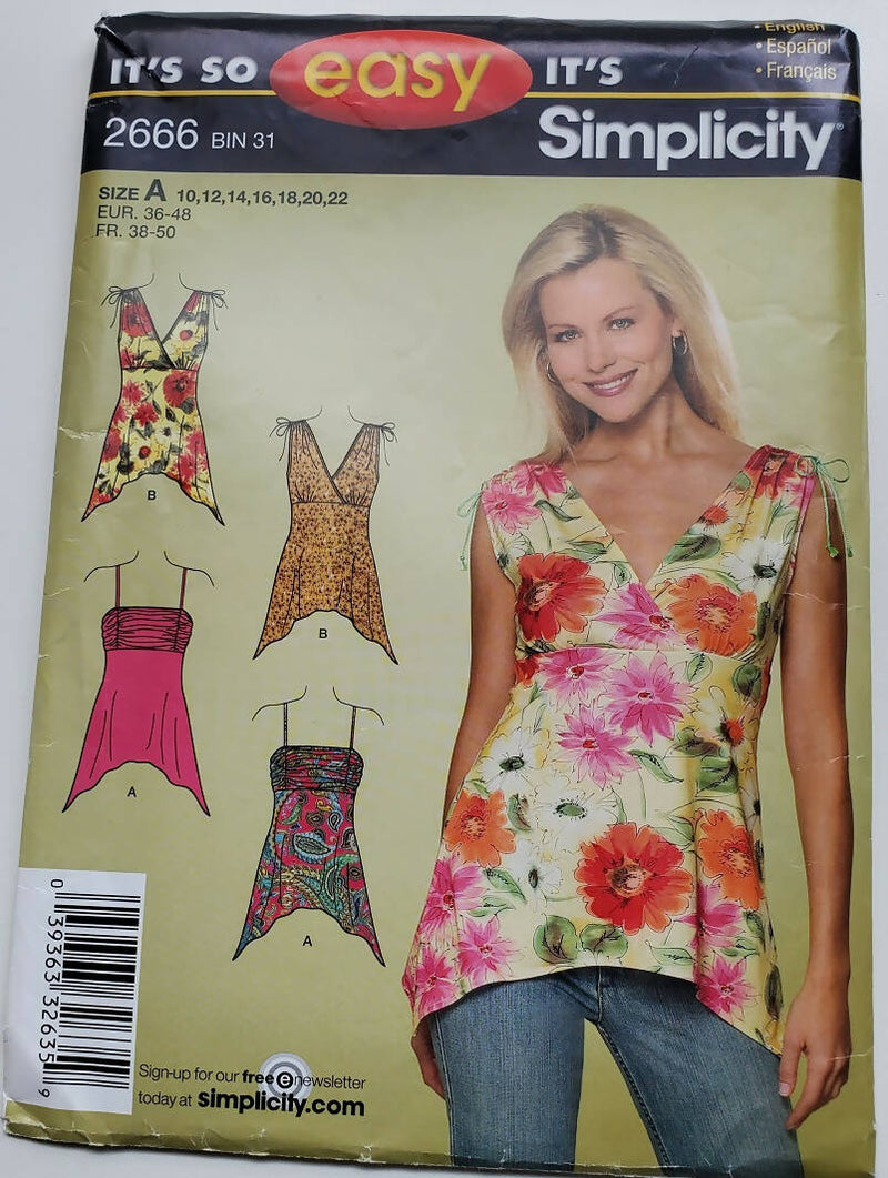 Simplicity 2666 Uncut Pattern 10-22