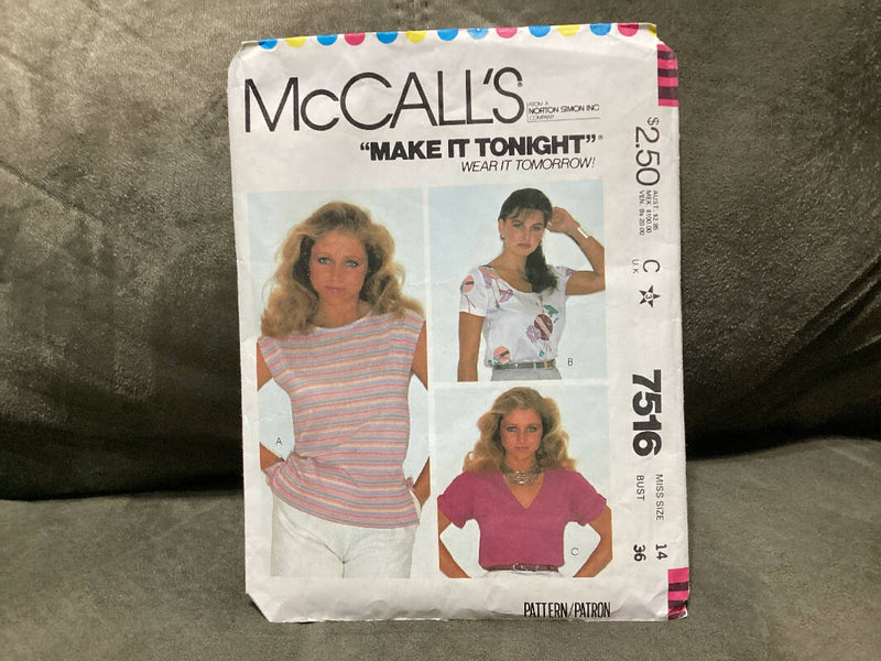 McCall’s 7516 Make It Tonight Miss size 14 bust 36