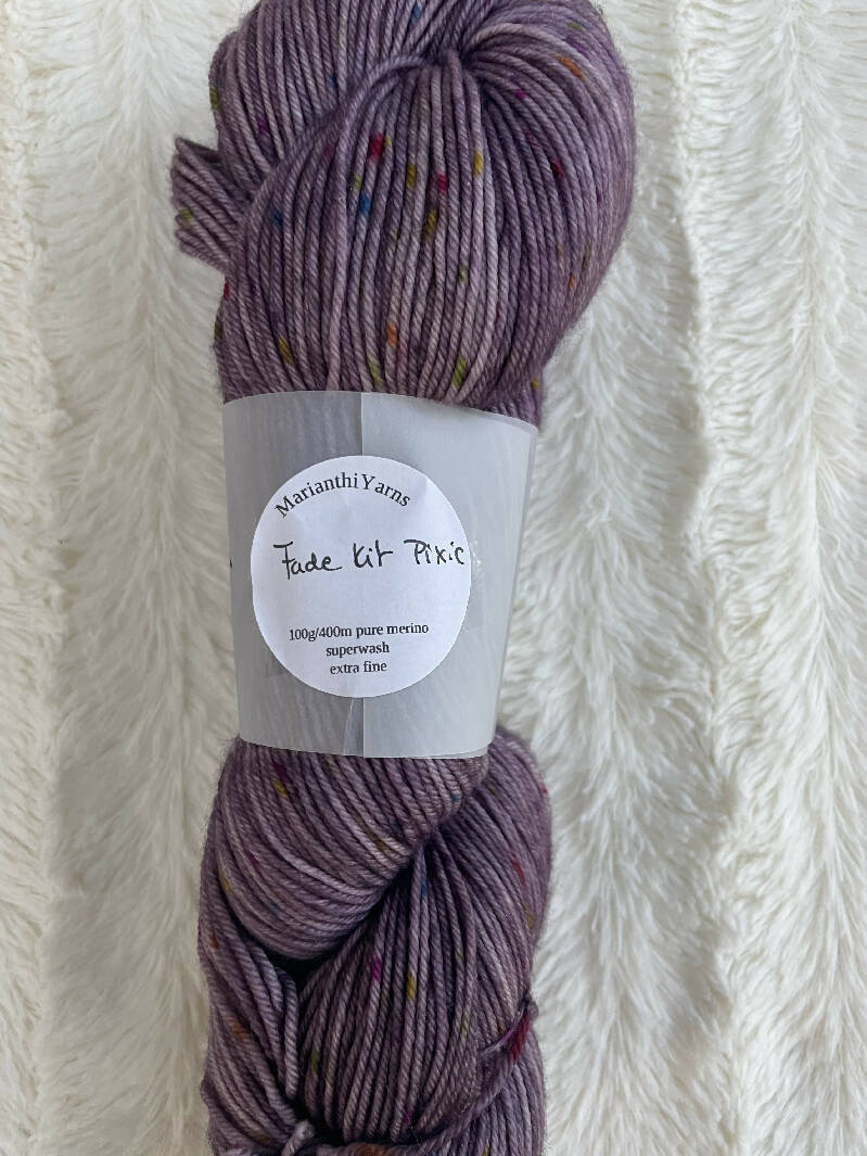 Marianthi Yarn - Purple w/ Rainbow Speckles - Fingering Weight