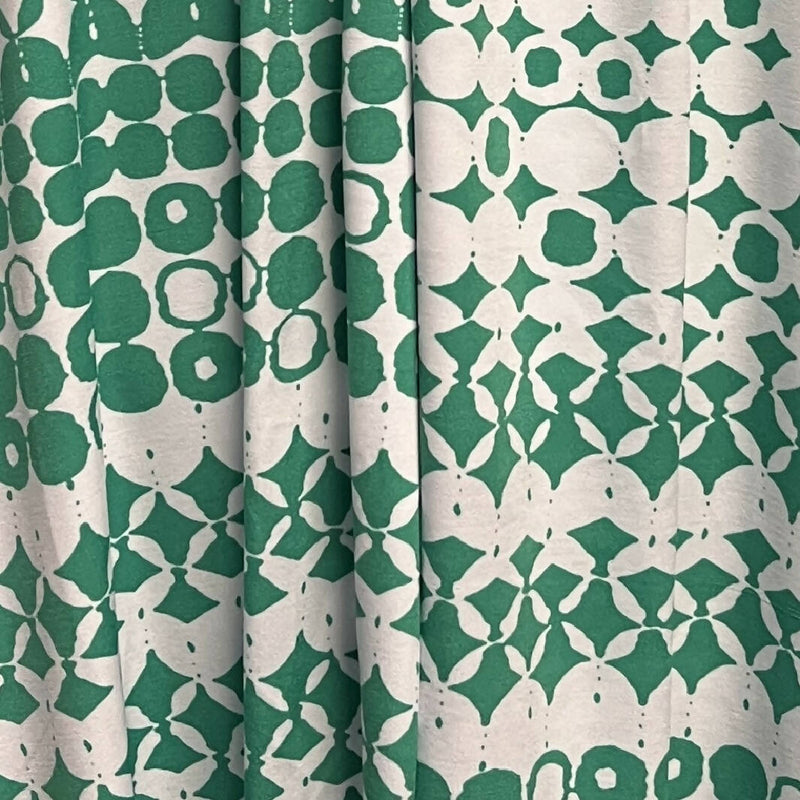 Tori Richards Green and White Print ITY Polyester - 3.25 Yds