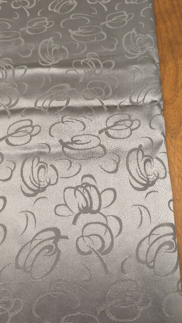 Dark Gray w/ Tonal Abstract Floral Print Silk Charmeuse Woven Fabric 45"W - 4 yds