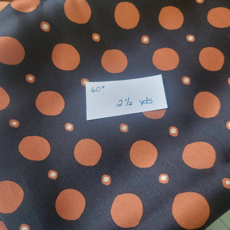 Black and Orange Satin Fabric