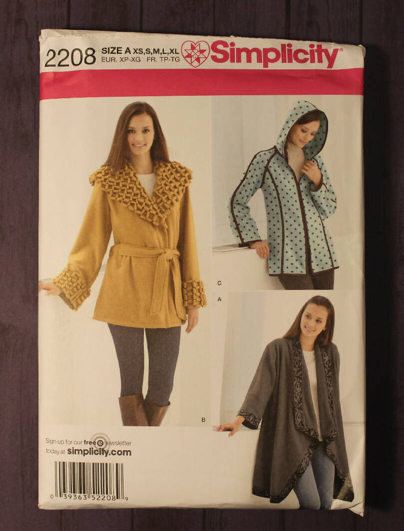 Simplicity 2208 Misses Fleece Jackets